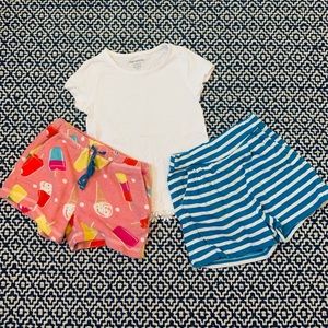 SOLD Mini Boden Terry Popsicle Shorts Blue Stripe Tea collection shorts & tshirt